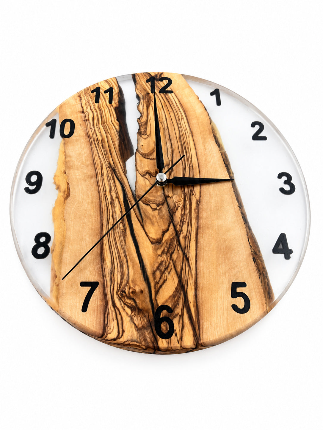 Charcoal Pearl Ridge Olive Wood & Resin Wall Clock — product photograph, view 6