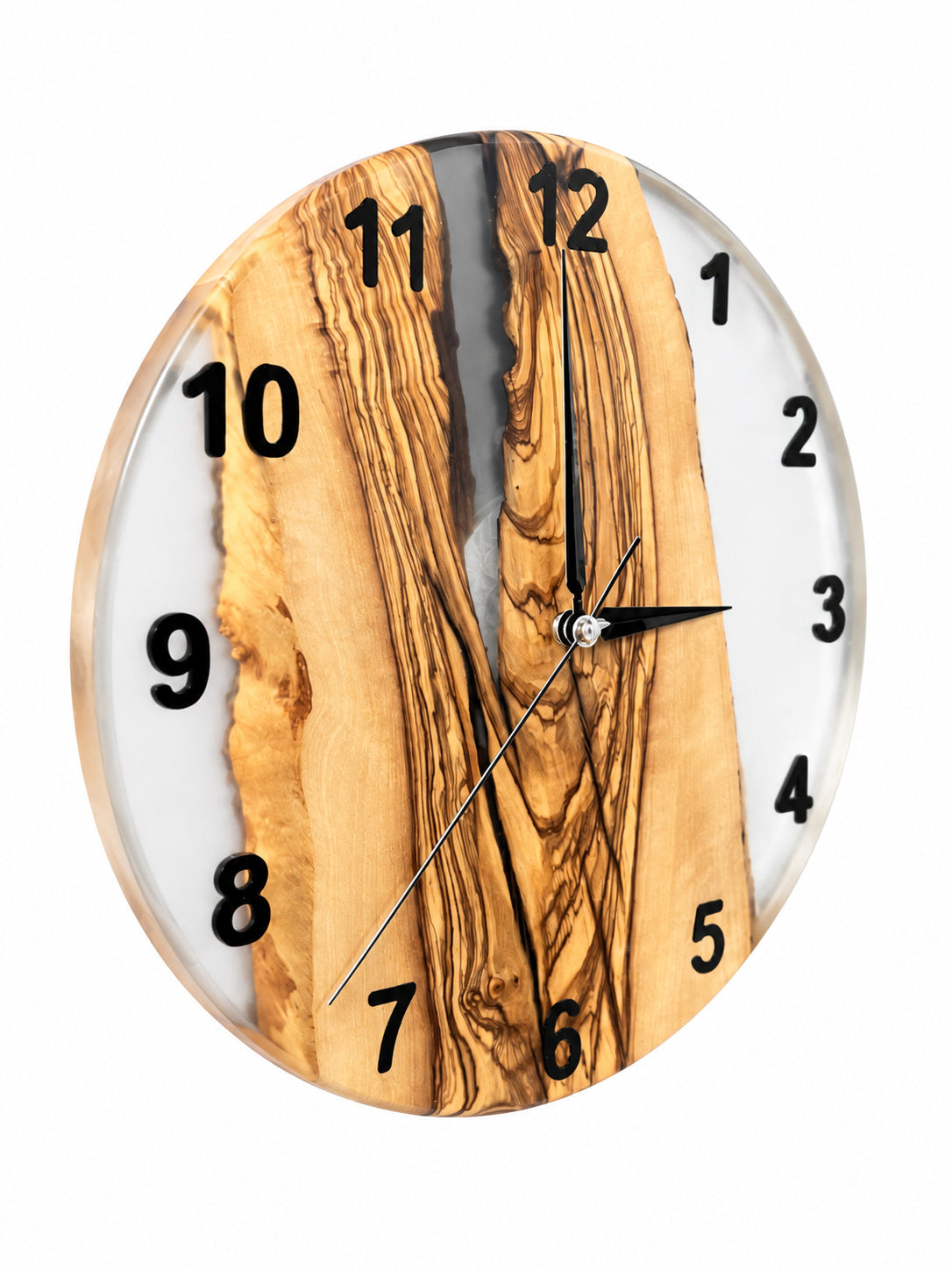 Charcoal Pearl Ridge Olive Wood & Resin Wall Clock — product photograph, view 3