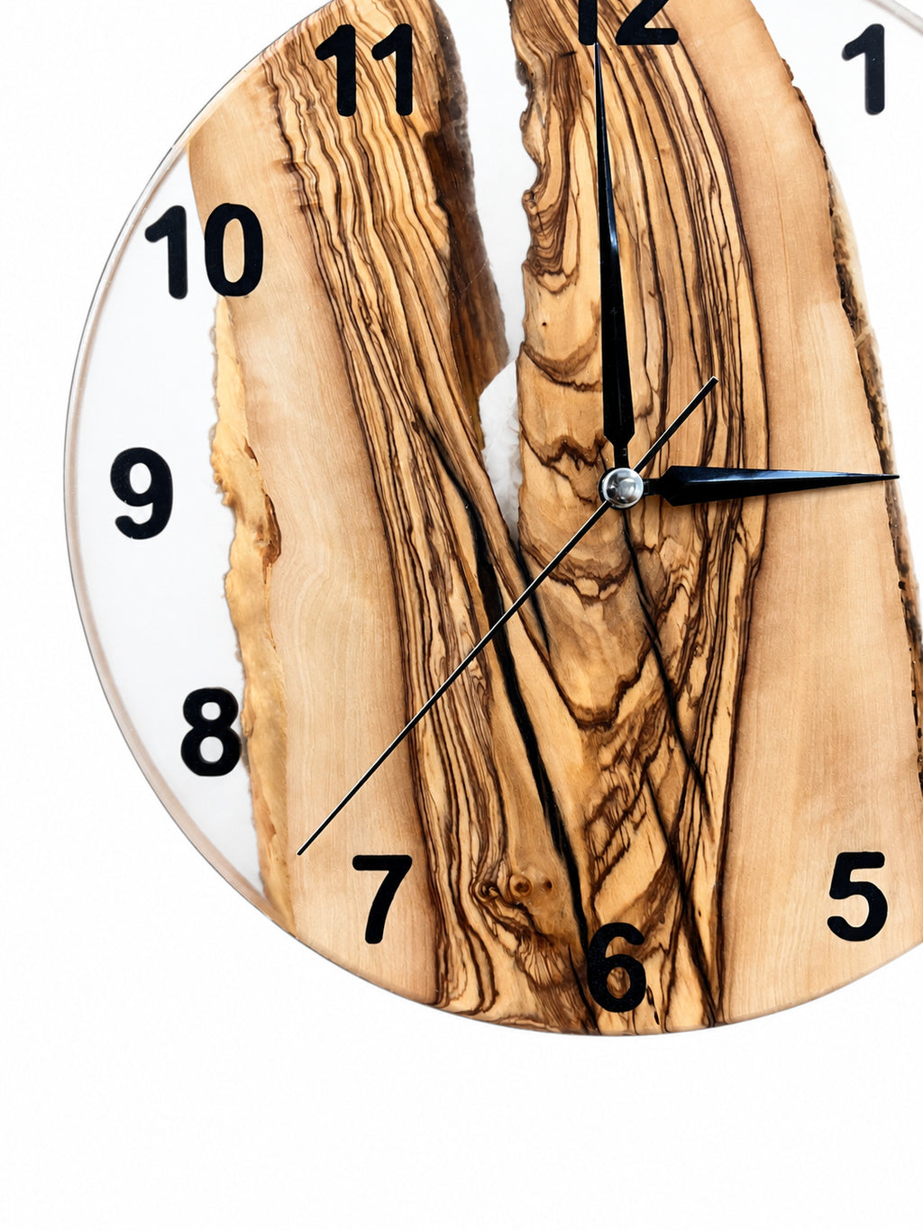 Charcoal Pearl Ridge Olive Wood & Resin Wall Clock — product photograph, view 9