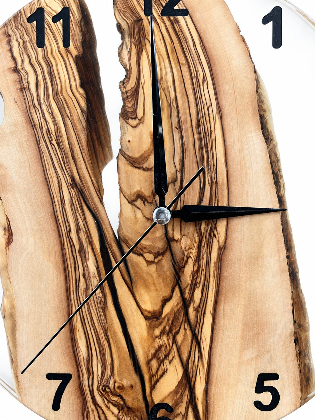Charcoal Pearl Ridge Olive Wood & Resin Wall Clock — product photograph, view 10