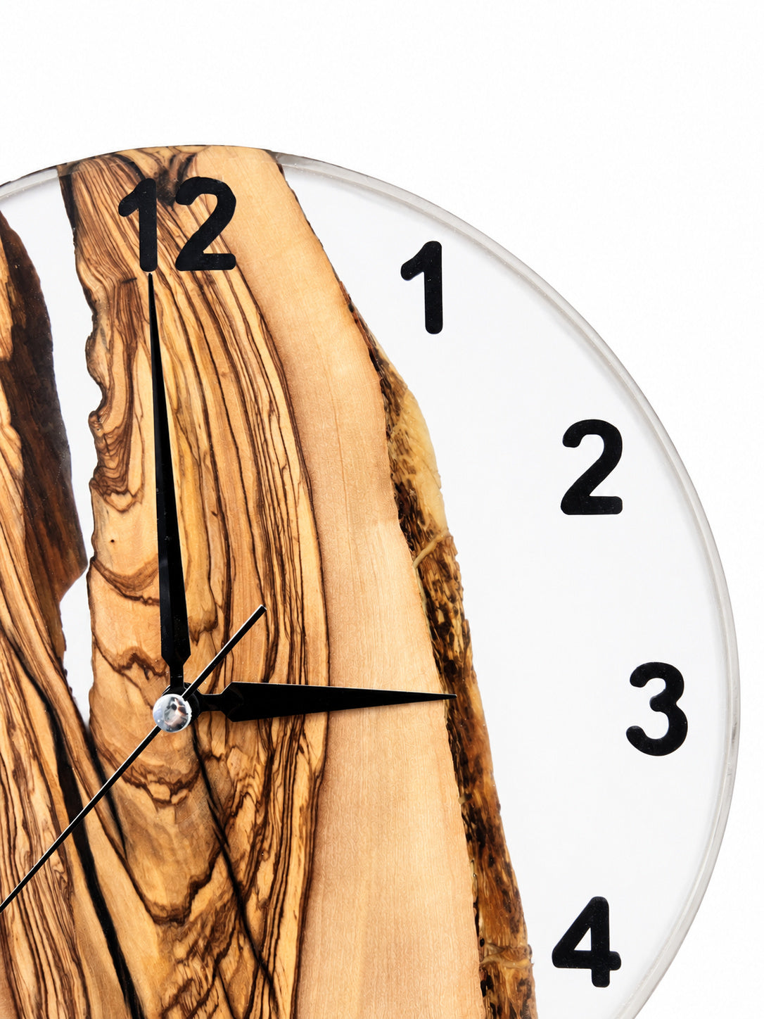 Charcoal Pearl Ridge Olive Wood & Resin Wall Clock — product photograph, view 8