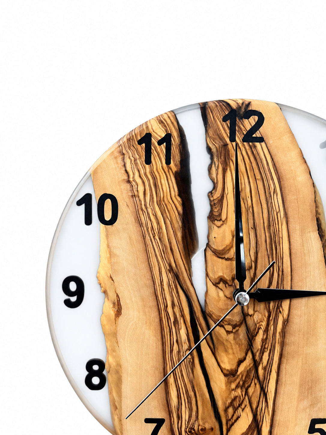 Charcoal Pearl Ridge Olive Wood & Resin Wall Clock — product photograph, view 4