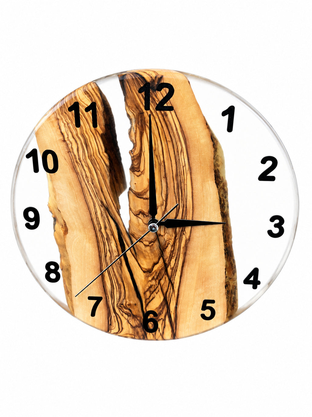 Charcoal Pearl Ridge Olive Wood & Resin Wall Clock — product photograph, view 5