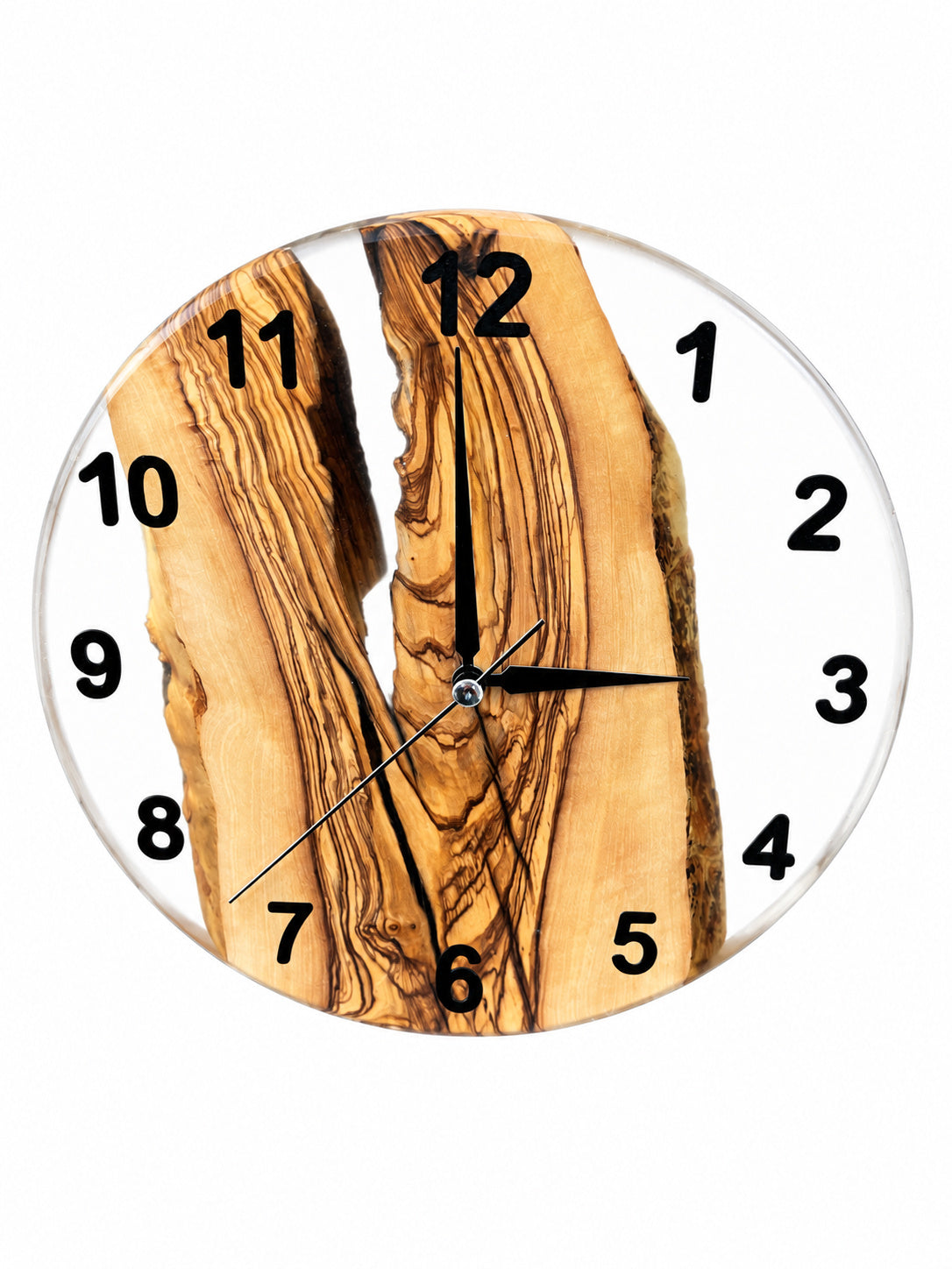 Charcoal Pearl Ridge Olive Wood & Resin Wall Clock — product photograph, view 5