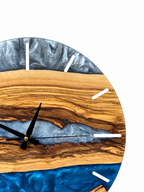 Ash Blue River Olive Wood & Resin Wall Clock — product photo on white, Fotoğraf 2023-05-06 10.58.40 ÖÖ.jpg