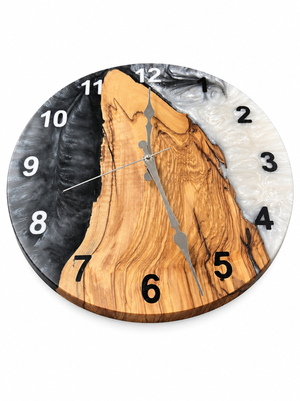 Charcoal Pearl Timber Olive Wood & Resin Wall Clock — product photograph, view 2