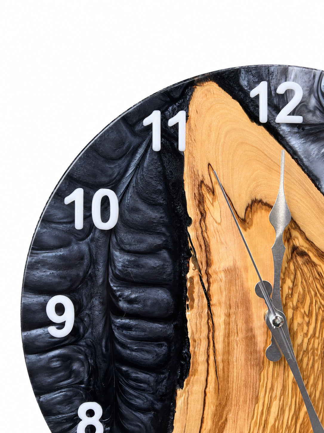 Charcoal Pearl Timber Olive Wood & Resin Wall Clock — product photograph, view 3