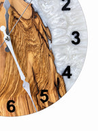 Charcoal Pearl Timber Olive Wood & Resin Wall Clock — product photograph, view 8