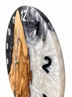 Charcoal Pearl Timber Olive Wood & Resin Wall Clock — product photograph, view 9