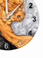 Charcoal Pearl Crescent Olive Wood & Resin Wall Clock — product photograph, view 17