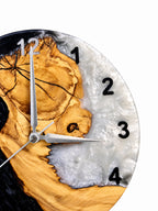 Charcoal Pearl Crescent Olive Wood & Resin Wall Clock — product photograph, view 3