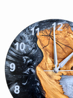 Charcoal Pearl Crescent Olive Wood & Resin Wall Clock — product photograph, view 10