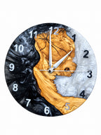 Charcoal Pearl Crescent Olive Wood & Resin Wall Clock — product photograph, view 9
