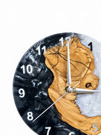 Charcoal Pearl Crescent Olive Wood & Resin Wall Clock — product photograph, view 4