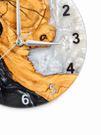 Charcoal Pearl Crescent Olive Wood & Resin Wall Clock — product photograph, view 6