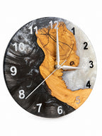Charcoal Pearl Crescent Olive Wood & Resin Wall Clock — product photograph, view 2