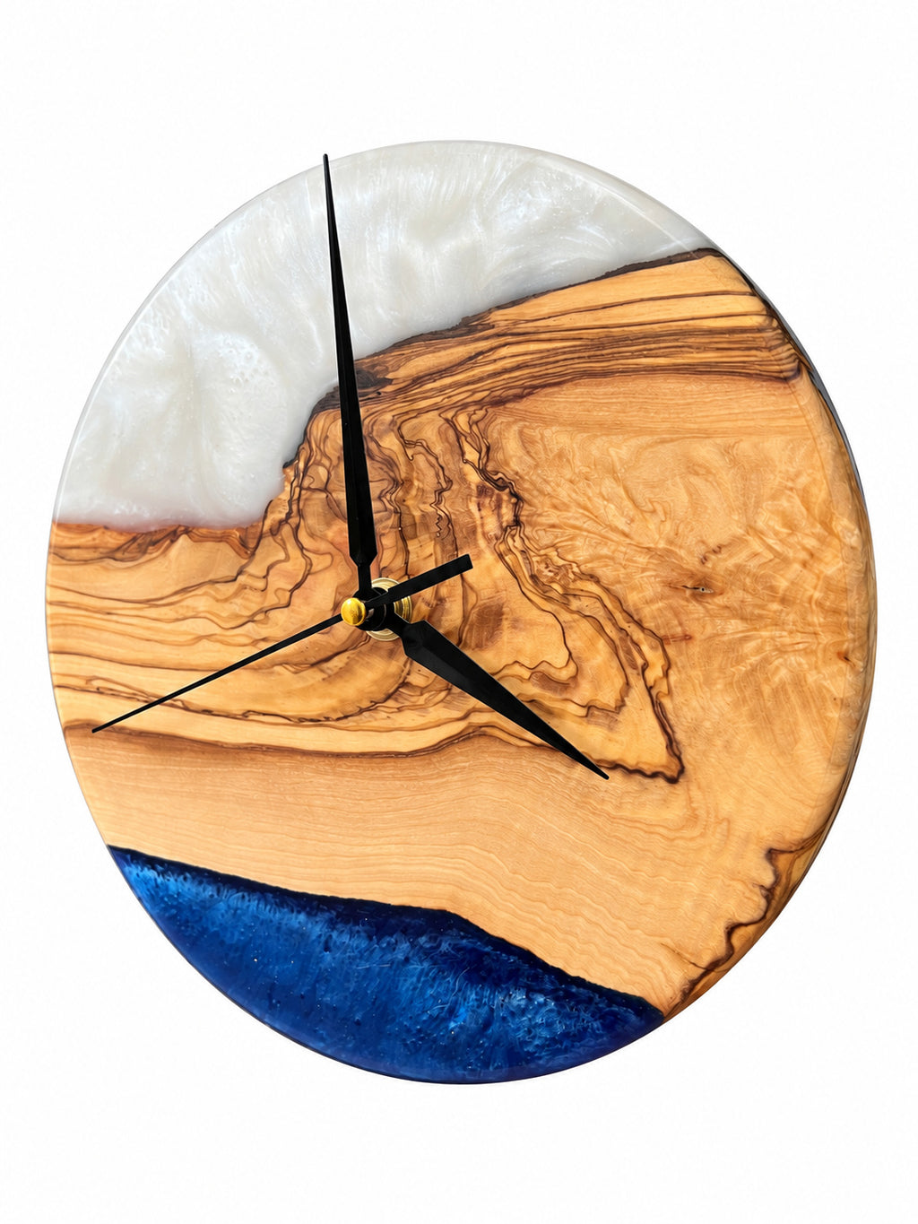 Pearl Bluff Olive Wood & Resin Wall Clock — product photograph, view 2