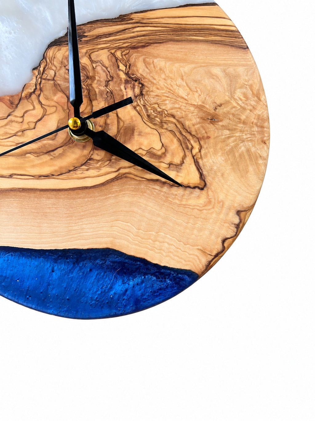 Pearl Bluff Olive Wood & Resin Wall Clock — product photograph, view 5