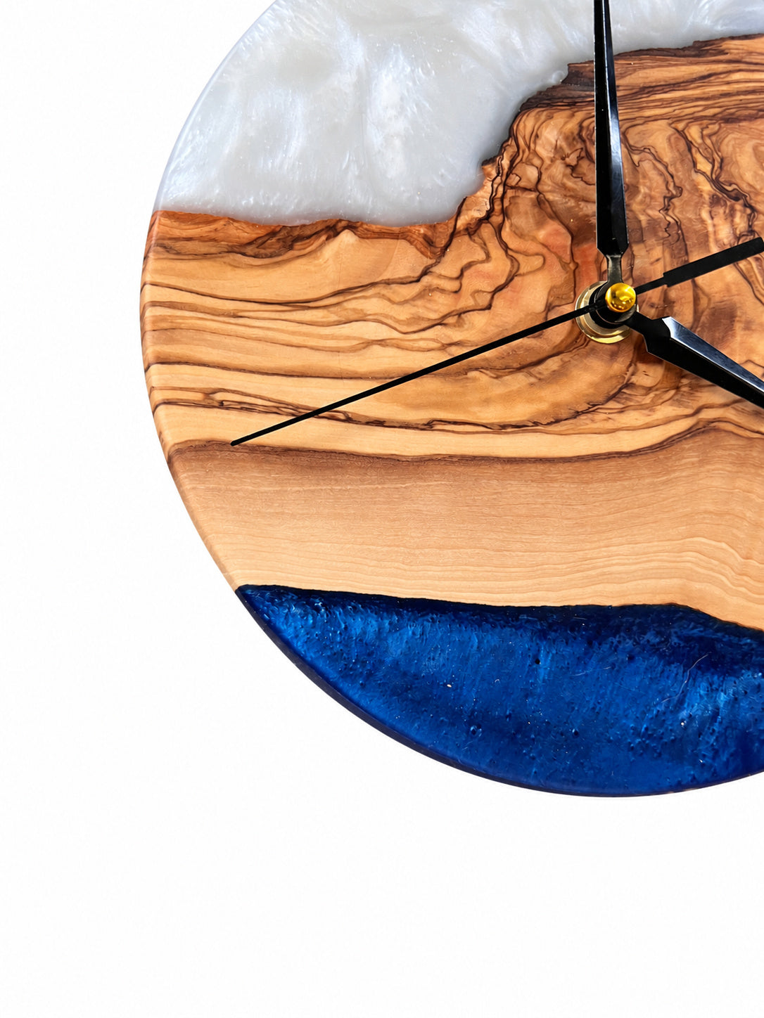 Pearl Bluff Olive Wood & Resin Wall Clock — product photograph, view 6