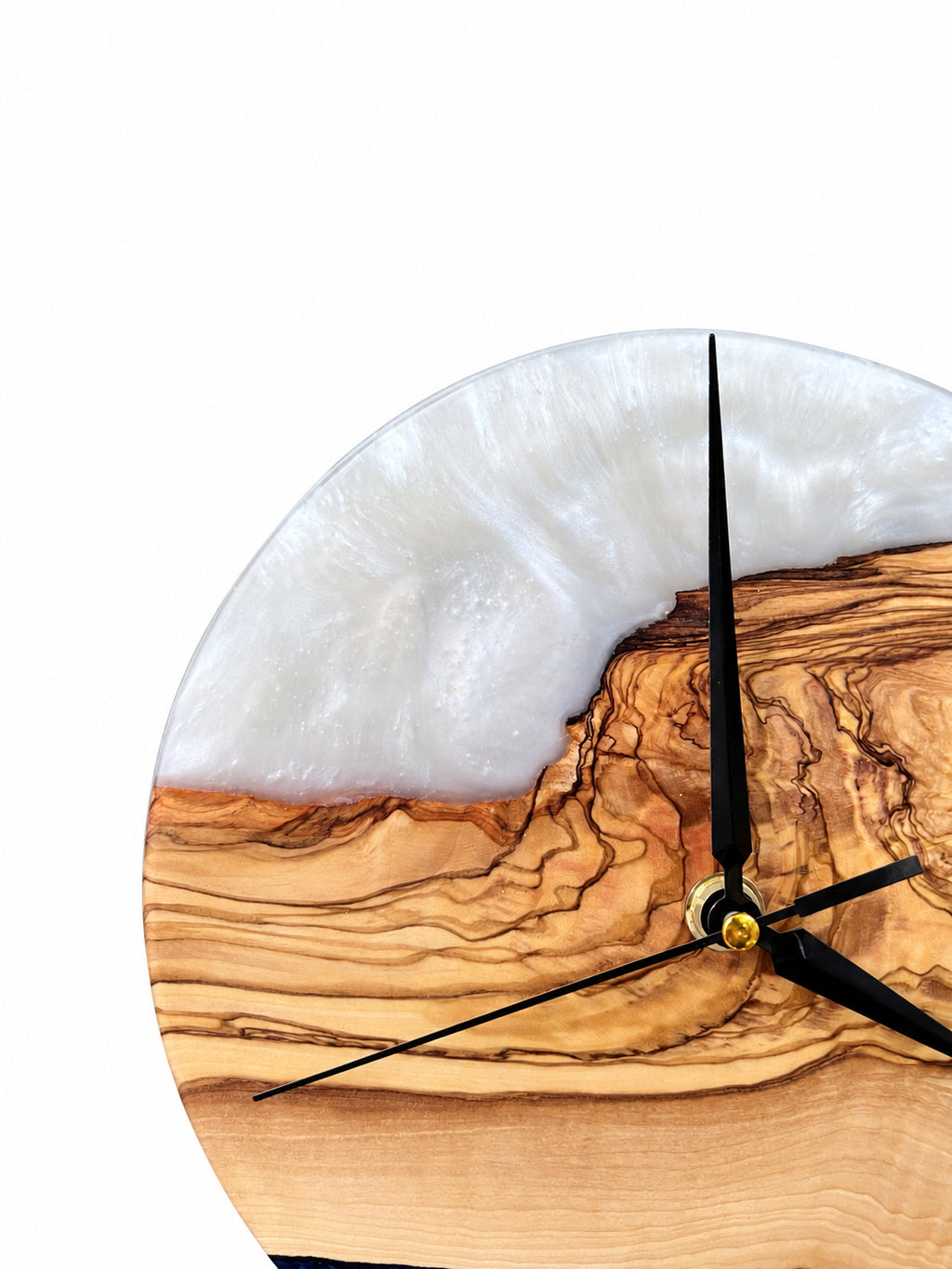 Pearl Bluff Olive Wood & Resin Wall Clock — product photograph, view 8