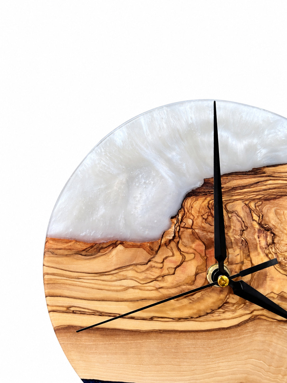 Pearl Bluff Olive Wood & Resin Wall Clock — product photograph, view 8