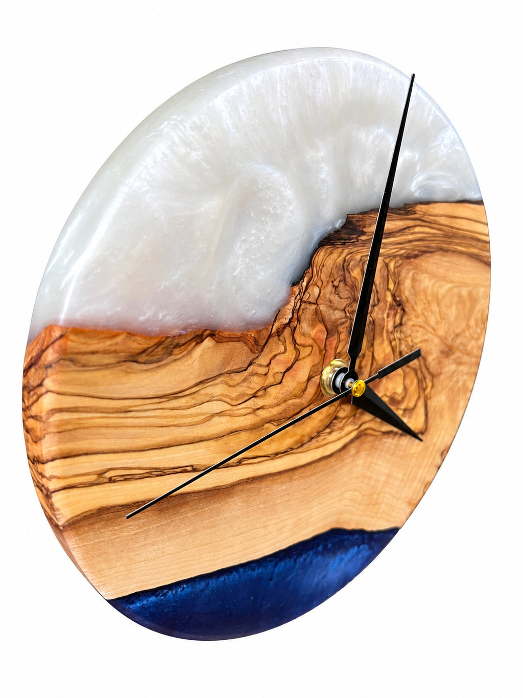 Pearl Bluff Olive Wood & Resin Wall Clock — product photograph, view 7