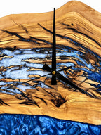 Roman Blue Drift Olive Wood & Resin Wall Clock — product photograph, view 7