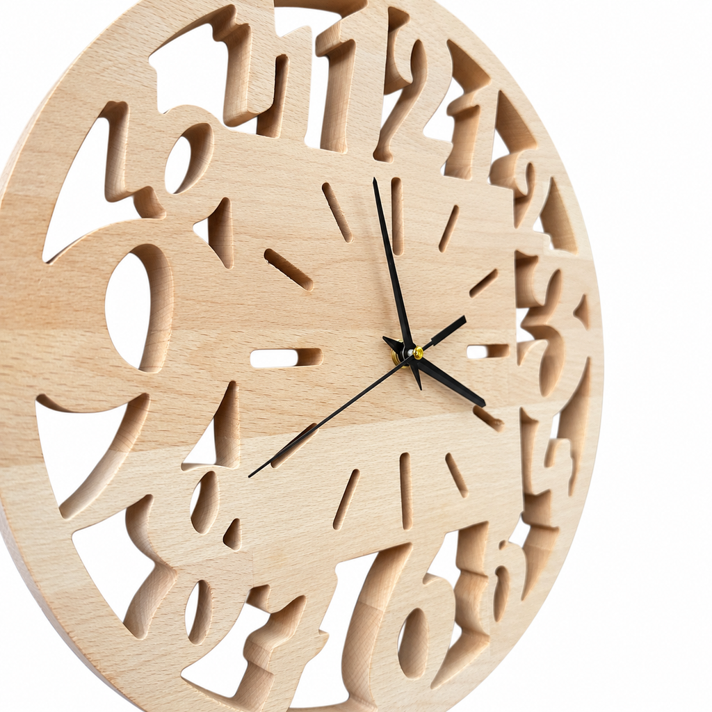 Openwork Numbers Wood Wall Clock — product photograph, view 10