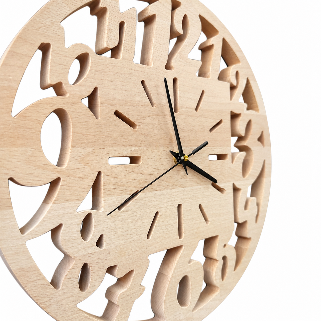 Openwork Numbers Wood Wall Clock — product photograph, view 11