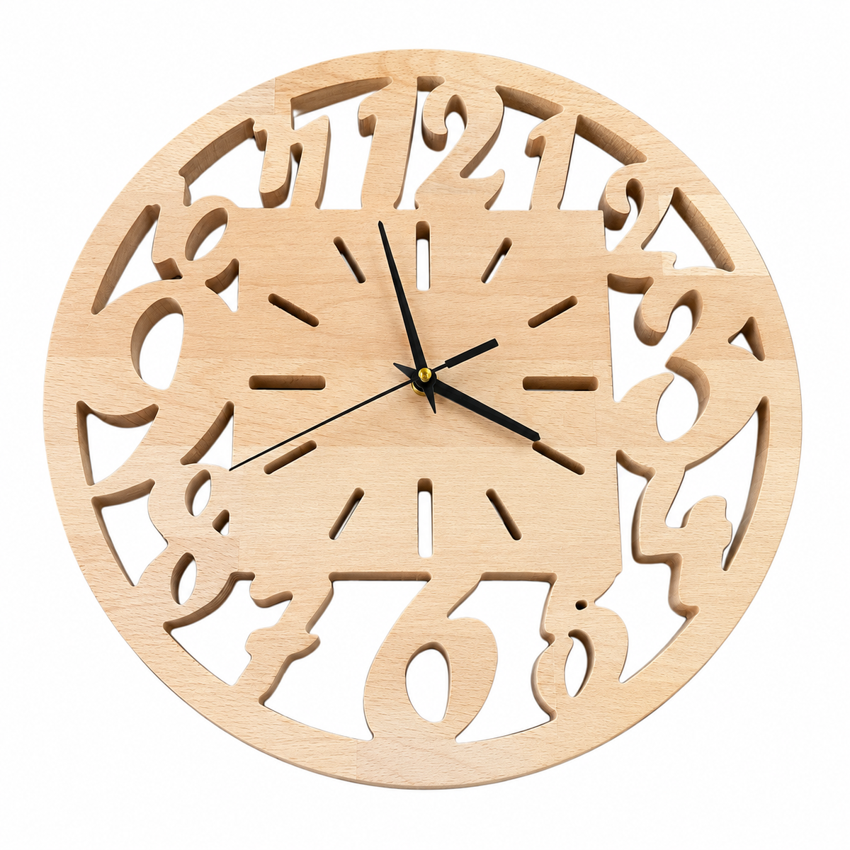 Openwork Numbers Wood Wall Clock — product photograph, view 12