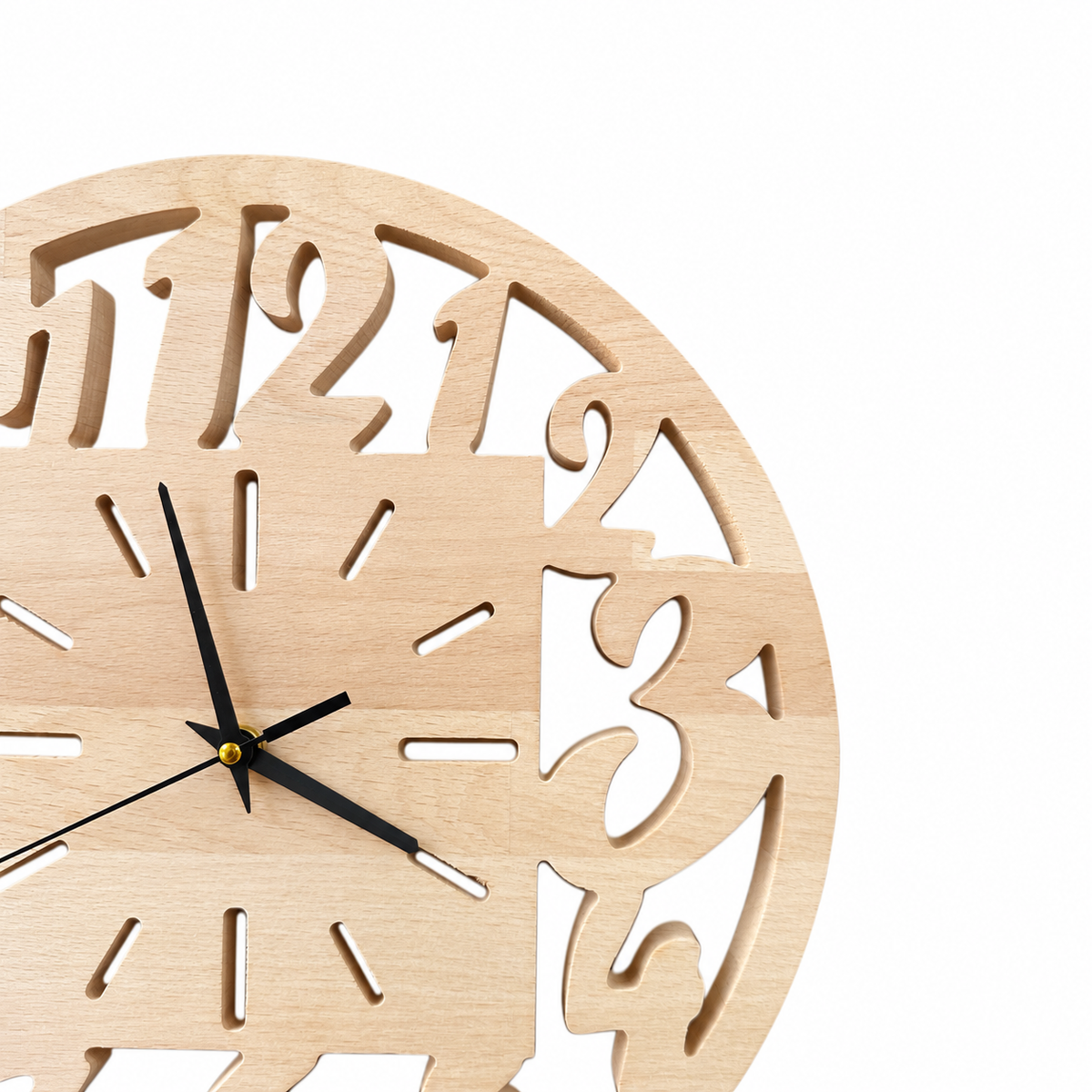 Openwork Numbers Wood Wall Clock — product photograph, view 3
