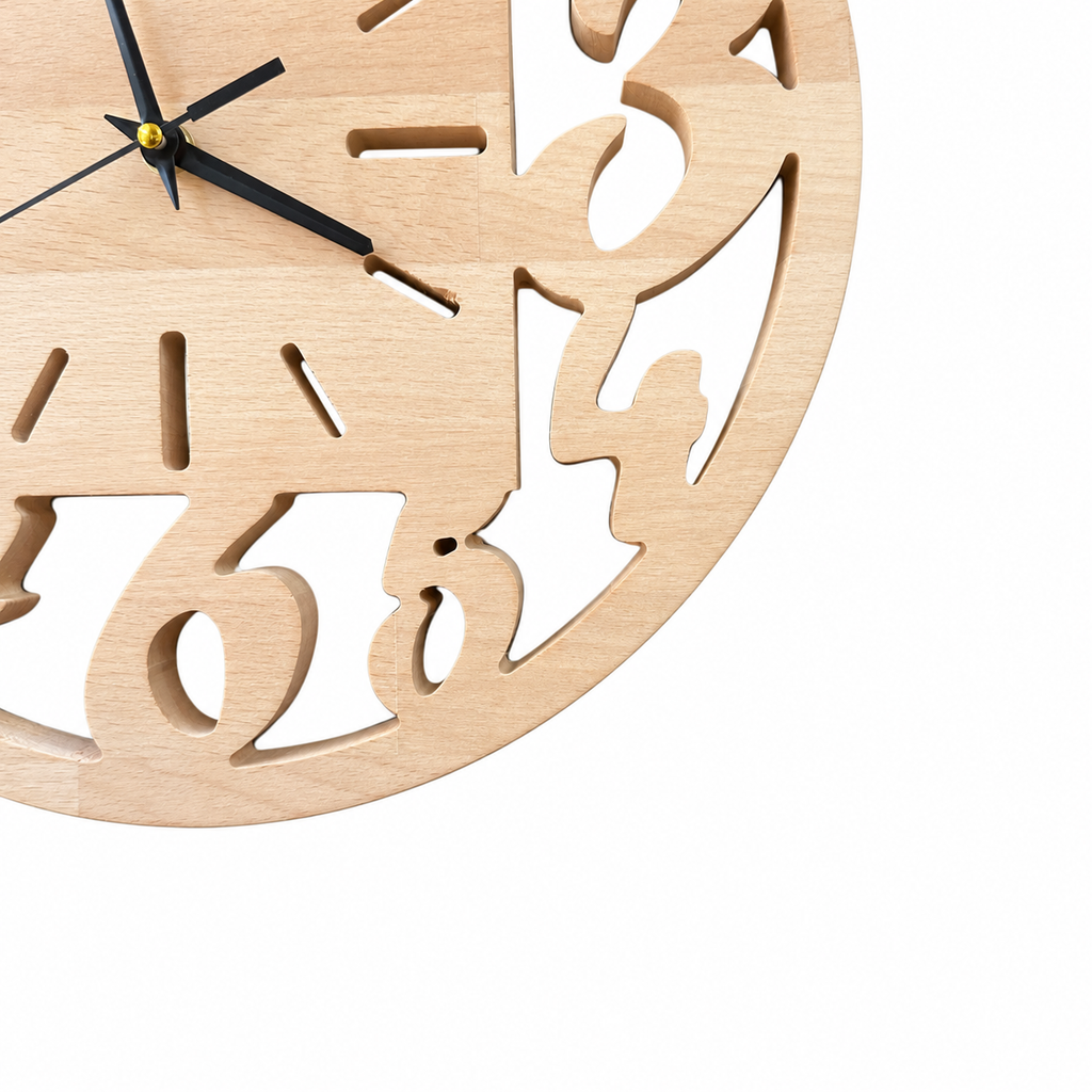 Openwork Numbers Wood Wall Clock — product photograph, view 4