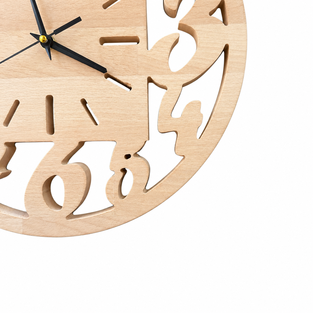 Openwork Numbers Wood Wall Clock — product photograph, view 4