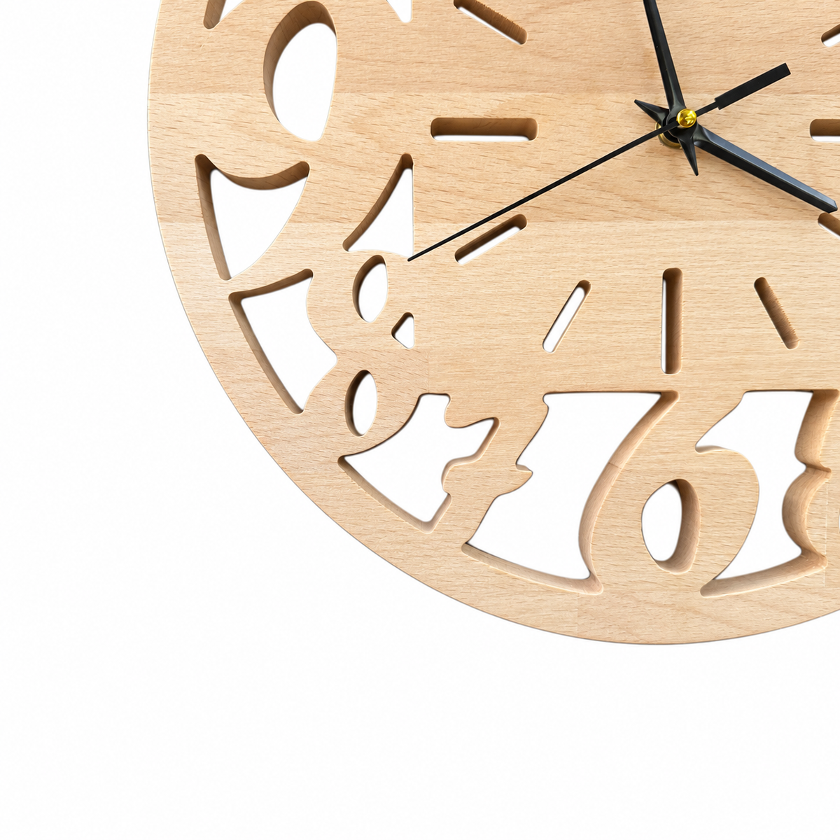 Openwork Numbers Wood Wall Clock — product photograph, view 5