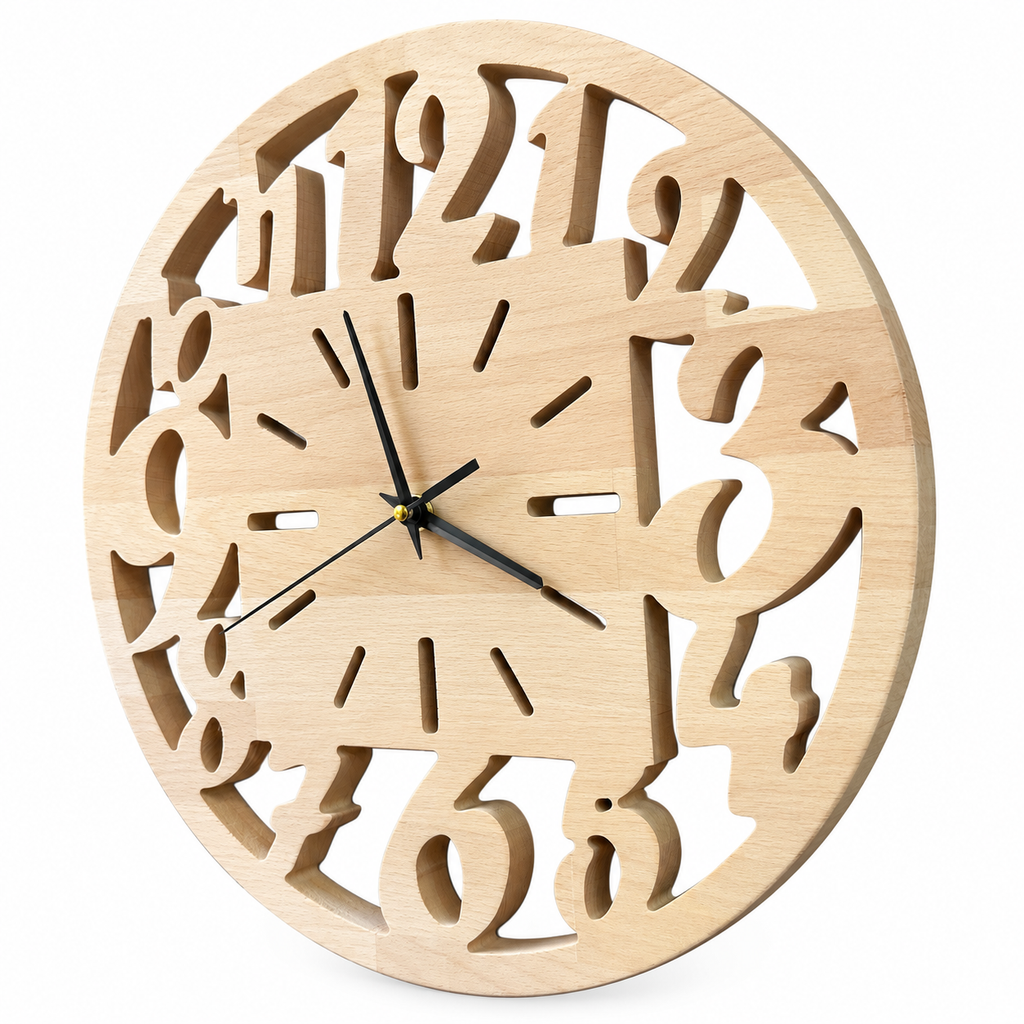 Openwork Numbers Wood Wall Clock — product photograph, view 7