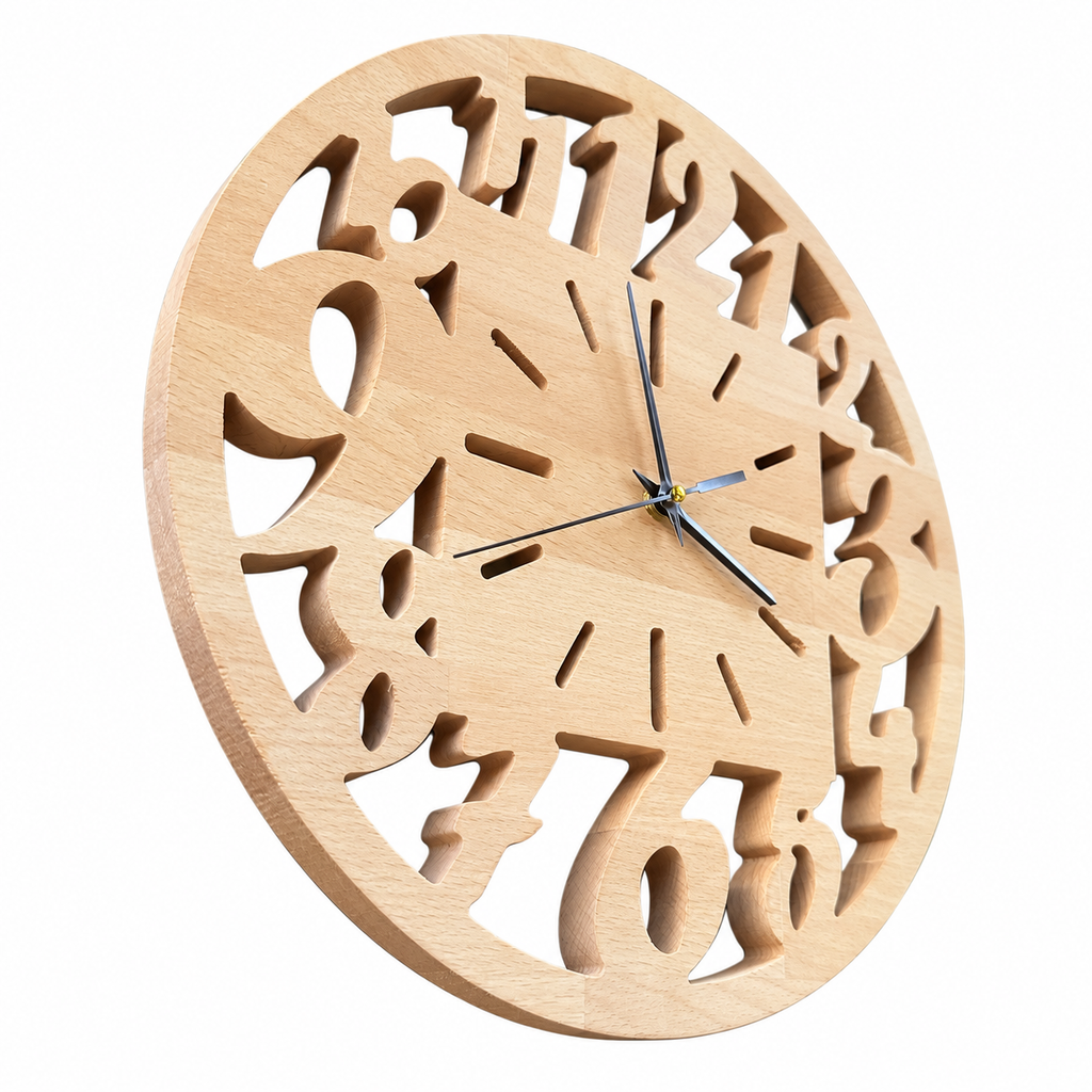 Openwork Numbers Wood Wall Clock — product photograph, view 8