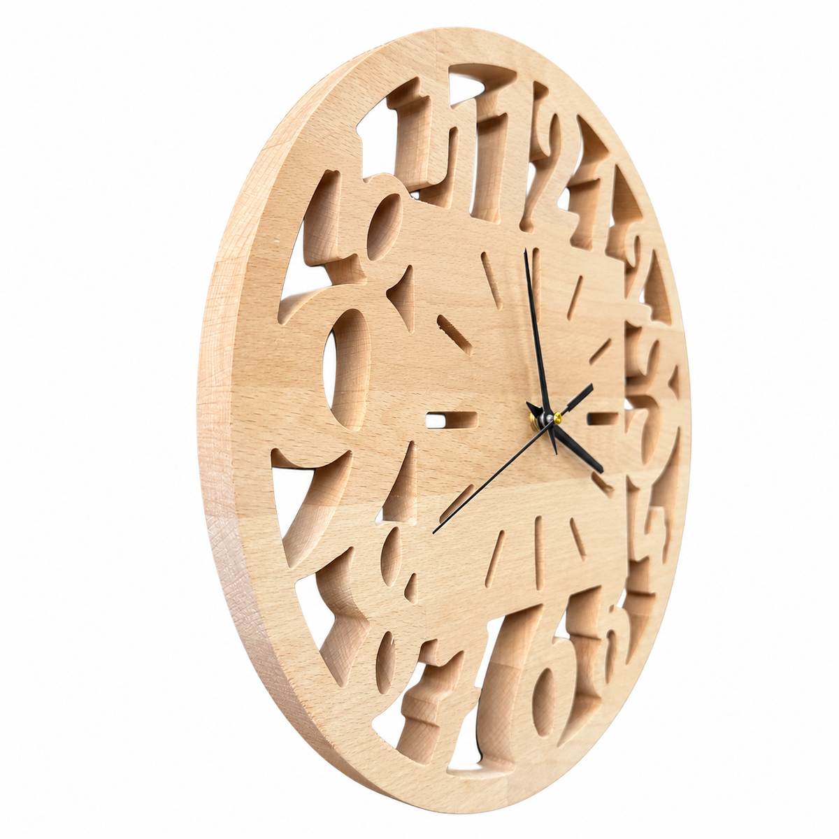 Openwork Numbers Wood Wall Clock — product photograph, view 9