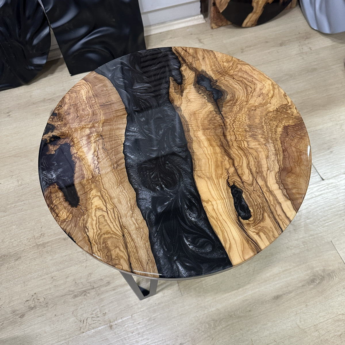 Pearlescent Black River Olive Wood Coffee Table — product view 3