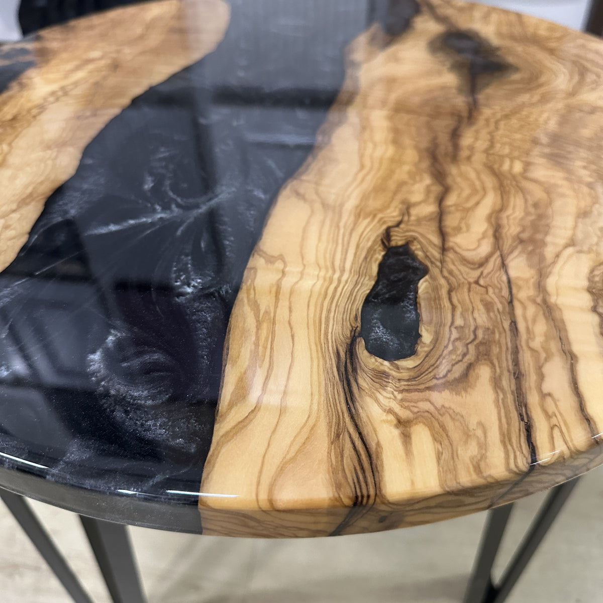 Pearlescent Black River Olive Wood Coffee Table — product view 4