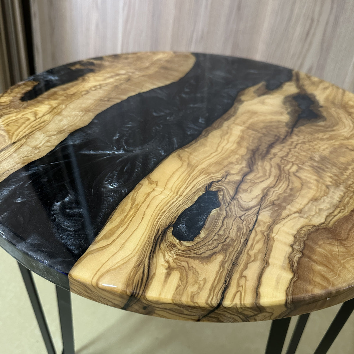 Pearlescent Black River Olive Wood Coffee Table — product view 5