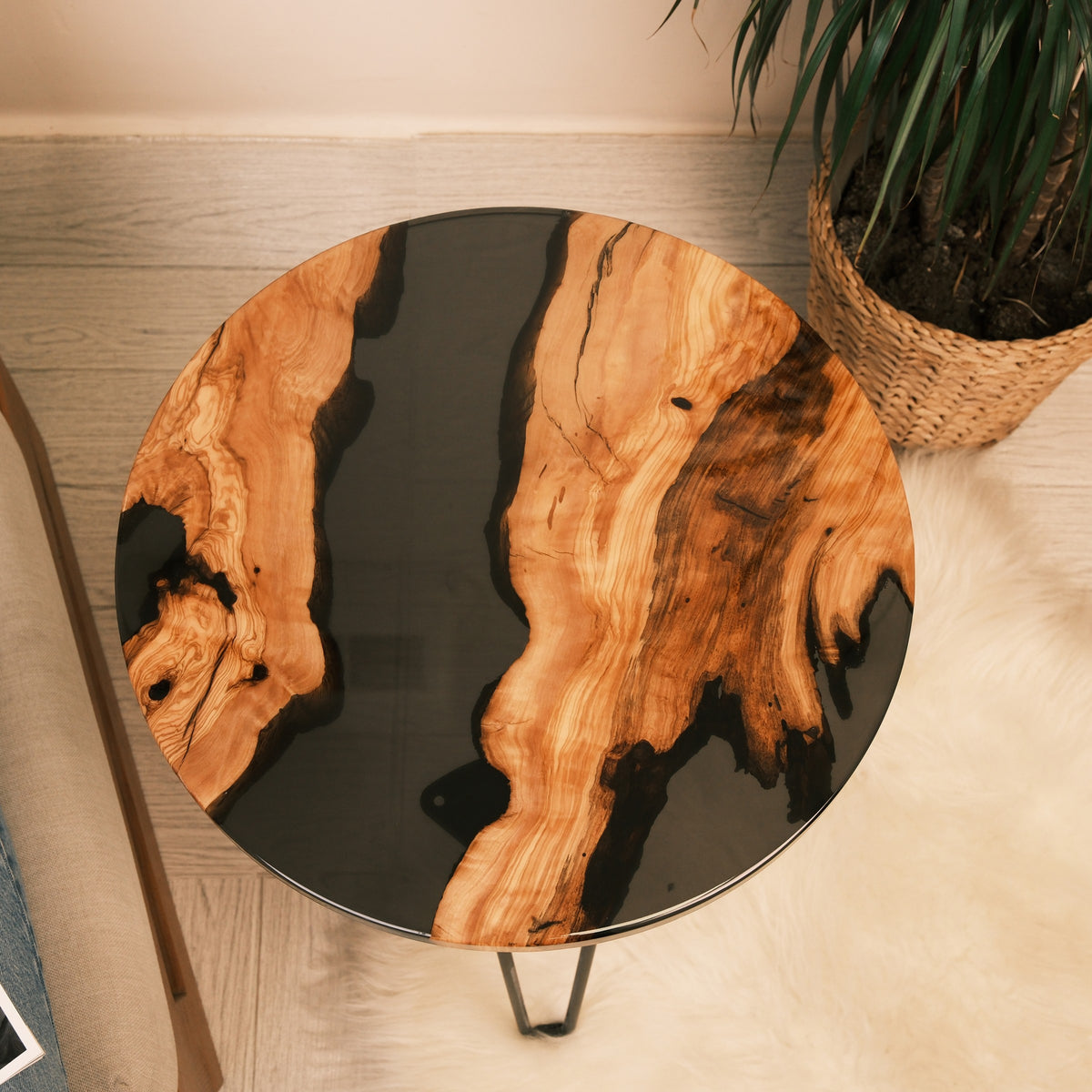 Smoky Black River Olive Wood Coffee Table — product view 2