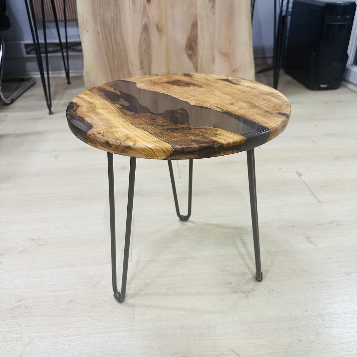 Transparent Smoke River Olive Wood Coffee Table — product view 2