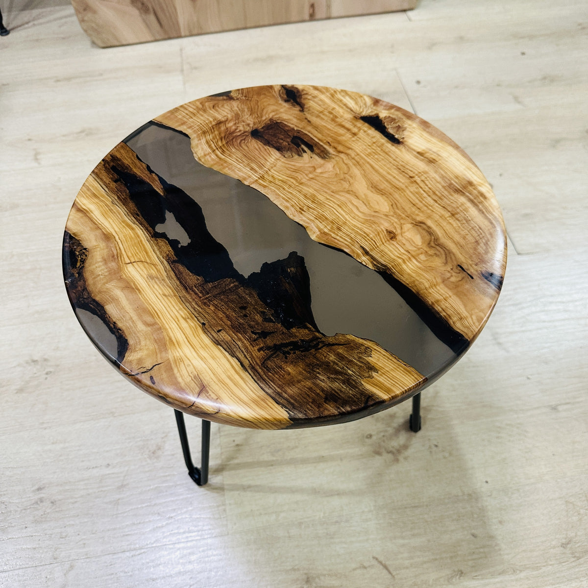 Transparent Smoke River Olive Wood Coffee Table — product view 3