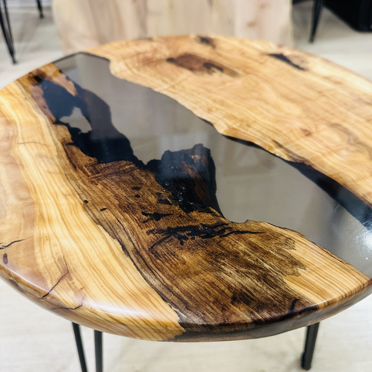 Transparent Smoke River Olive Wood Coffee Table — product view 6