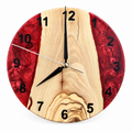 Burgundy Valley Olive Wood & Resin Wall Clock in burgundy resin on a white background