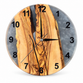 Charcoal Pearl Ridge Olive Wood & Resin Wall Clock — front view on white
