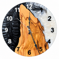 Charcoal Pearl Timber Olive Wood & Resin Wall Clock — full front view on white