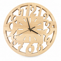 Openwork Numbers Wood Wall Clock in natural wood on a white background
