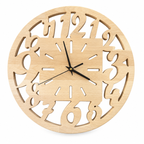 Openwork Numbers Wood Wall Clock — full front view on white