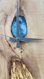 Blue Keyhole Olive Wood & Resin Wall Clock — product video 1